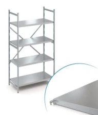 Aluminium shelving unit 130x60x200 cm, with solid
