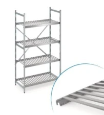 Aluminium shelving unit 120x60x200 cm, with slatte