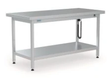 Stainless steel table with shelf, height adjustabl