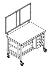 Stainless steel mobile packing table, 1200 x 750 x