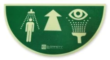 Floor marking for eye/emergency shower, semi-circl