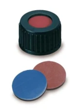 Nakrętki ND18 z septą butyl czerwony/ PTFE szary