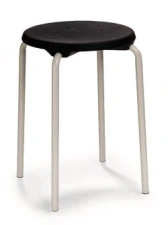 Taboret, siedzisko PU czarne nogi jasnoszare, wys.