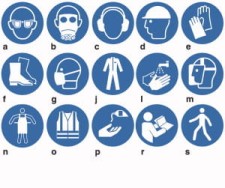 Znak nakazu  stosowania fartucha ochronnego